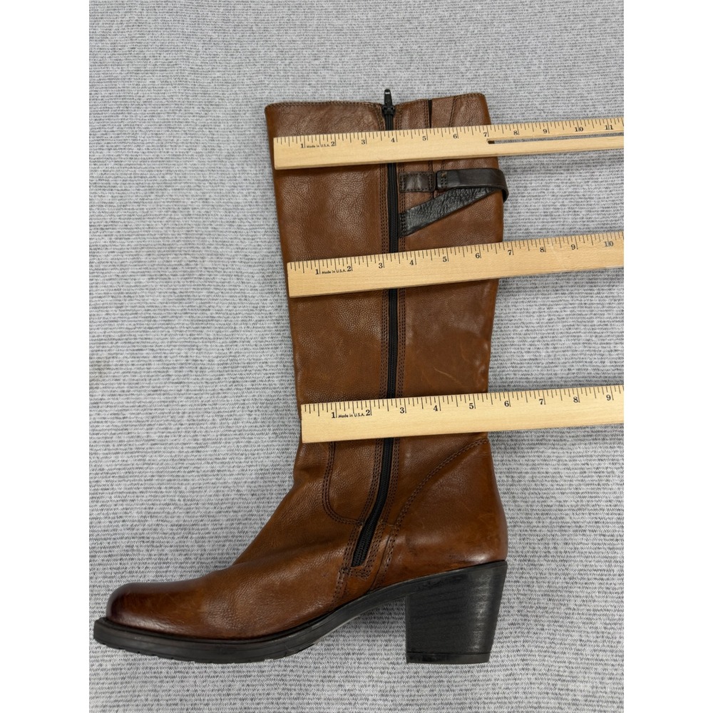 Clarks Maymie Stellar Cognac Leather Tall Riding Boots Block Heel Womens 8M - Picture 7 of 16